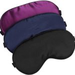 Pure Silk Sleep Mask / Eye Mask / Eye Cover — 100% Pure Silk Material; Soft, Comfortable, and Features an Adjustable Strap (Black + Dark Blue + Purple)
