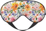 Watercolor Floral Sleep Eye Mask: Features Adjustable Strap | Effectively Blocks Light | Unisex | Ideal for Air Travel & Napping