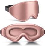 99% Total Blackout Sleep Mask | 3D Deep-Contour Design | Zero Pressure Sensation | Specifically Designed for Eyelash Extensions | Features Adjustable Straps | Ideal for Sleeping, Travel, Home Use, and Napping | Unisex (Rose Pink)