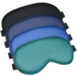 Pure Silk Sleep Mask (4-Pack) – Smooth, soft satin material with adjustable straps; offers effective light-blocking for sleeping, traveling, and relaxation (Royal Blue, Dark Green, Navy Blue, Black)